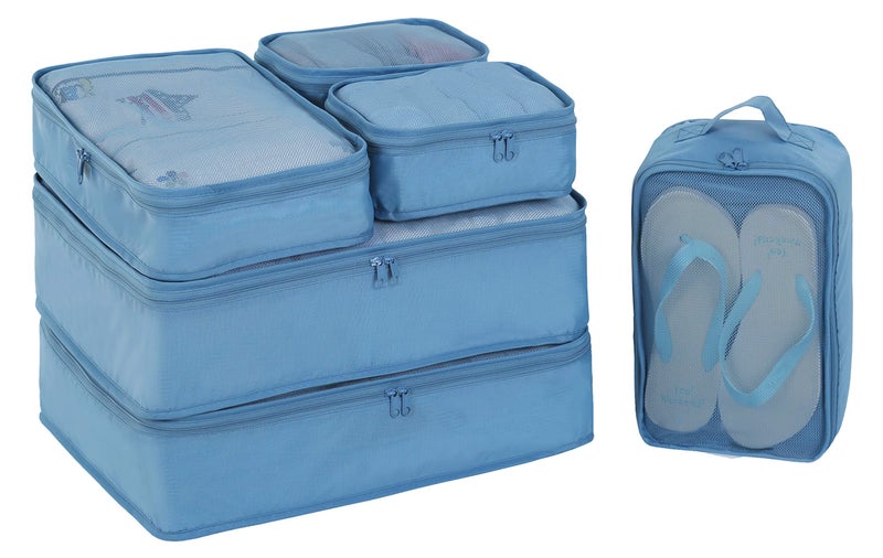 JJ POWER Travel Packing Cubes, Luggage Organizers with Shoe Bag (Sea Blue) - Image 1